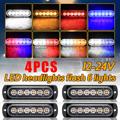 #ad 4× 6 12 LEDs Car SUV Truck Emergency Light Warning Hazard Flash Strobe Lightbar