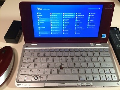 #ad Sony VAIO Intel Atom UMPC VGN P530CH Burgundy Red Win8.1Pro W Battery Made In Ja