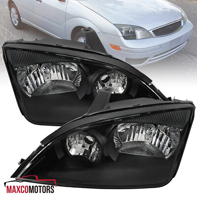 #ad Black Headlights Fits 2005 2007 Ford Focus Lamps Replacement LeftRight 05 07