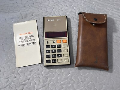 #ad VTG 1970s Litronix 1102A Handheld Calculator W Case USA LED Diplay Electronic