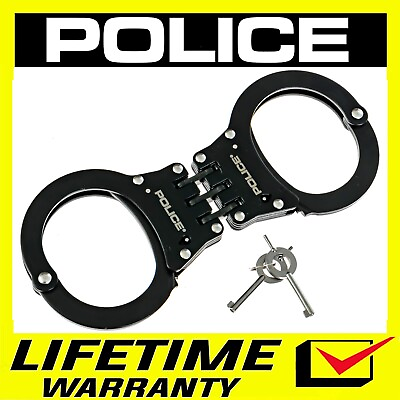#ad POLICE Handcuffs Professional Heavy Duty Steel Black