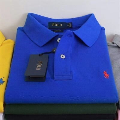 #ad Polo Ralph Lauren Men Custom Fit Mesh Polo Shirt Pony Logo New S M L XL 2XL