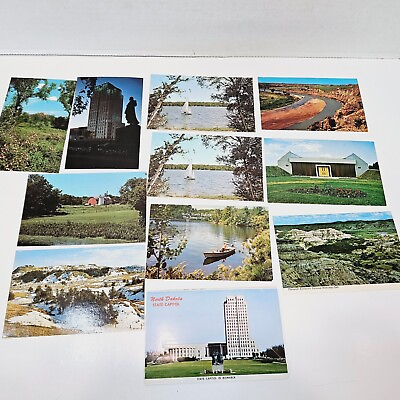 #ad 11 North Dakota Post Cards Vacation Scenery Lakes Farms Unposted Lot