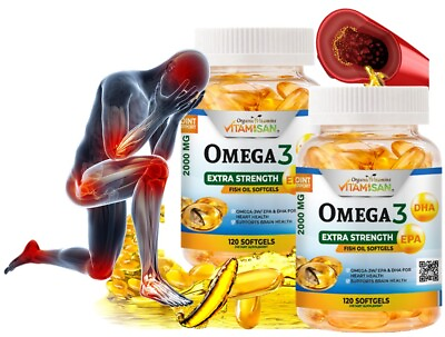 #ad Omega 3 XL Energy Strength 240 Softgels Fatty Acids Vitamins Cholesterol EPA DHA
