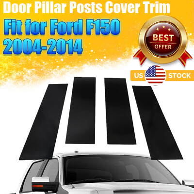 #ad 4* Gloss Balck Window B Pillar Post Trim Accessories For Ford F150 F 150 2004 14