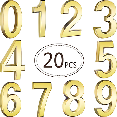 #ad 20Pc 3D Self Adhesive Mailbox Numbers Gold 2.76in for Home Office Hotel