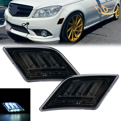 #ad Fit 2008 2011 Mercedes Benz W204 C Class LED Smoky Lens Side Lights Marker Lamps