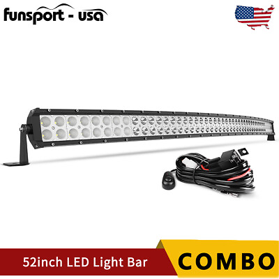 Curved 52inch 700W LED Light Bar Flood Spot Combo Roof Driving Truck RZR SUV 4WD