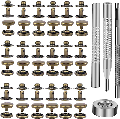 #ad #ad Bronze Metal Snap Fasteners Kit with Leather Snap Buttons 10mm