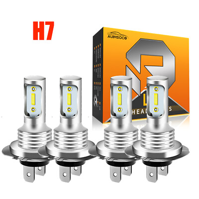 #ad H7 H7 LED Headlight Combo Bulbs Kit High Low Beam 8000K Super White Bright