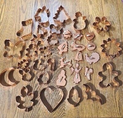 #ad Lot Of 36 Copper Cookie Cutters. 2quot; To 6quot;. Rolled Top Edge Or Handle Set