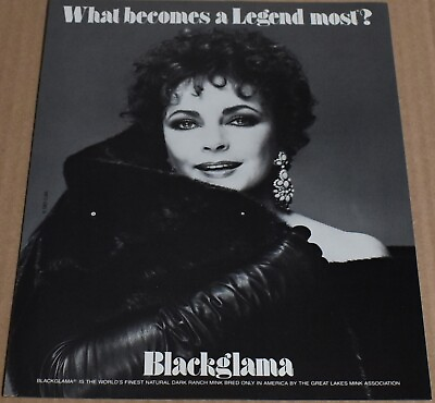#ad 1983 Print Ad Elizabeth Taylor Blackglama What becomes a Legend Beauty Art Fur