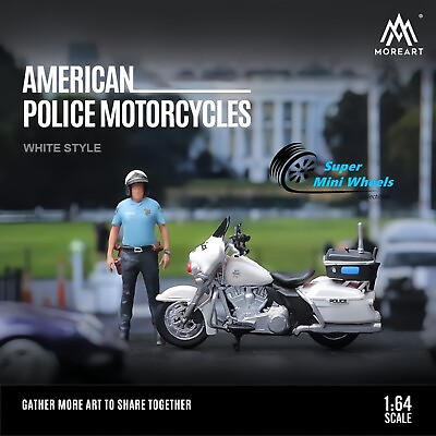 #ad #ad MoreArt 1:64 American Police Motorcycle White Resin Motorcycle with Figure