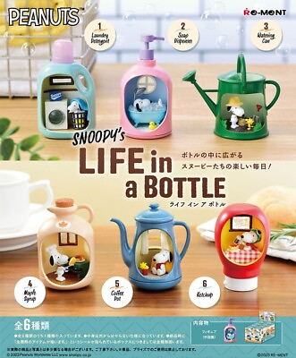 #ad RE MENT SNOOPY#x27;s LIFE in a BOTTLE 6 Pack BOX Complete Set New Japan