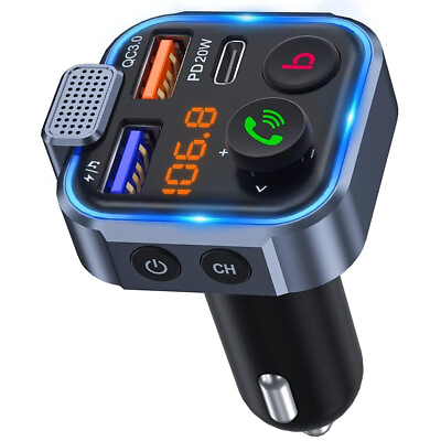 #ad Bluetooth FM Transmitter Car Adapter 38W USB Charger Wireless Radio MP3 Handfree