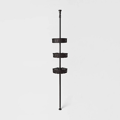 #ad Steel Corner Tension Pole Caddy Matte Black Room Essentials