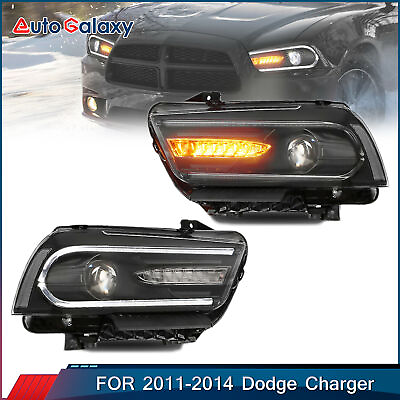 #ad 2PCS LED DRL Projectors Headlights w Dual Beam For 2011 2014 Dodge Charger