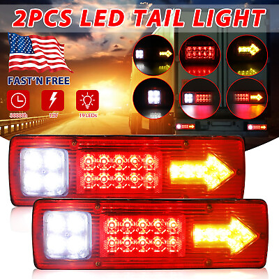 #ad 2x Utility Trailer LED Tail Light Kit Stop Rear Brake Turn Indicator Truck Lamp