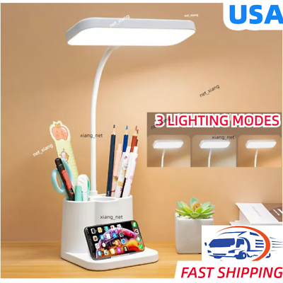 #ad Dimmable LED Desk Light Touch Sensor Table Bedside Reading Lamp Rechargeable USB