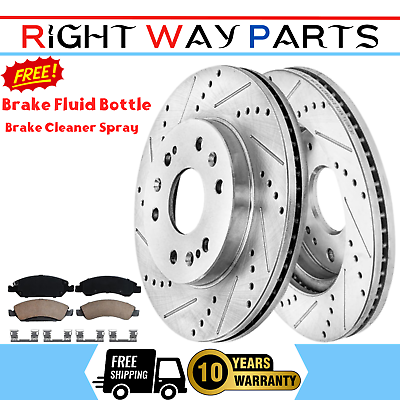 #ad Front Drilled Rotors Brake Pads for Chevy Silverado 1500 Avalanche GMC Yukon XL