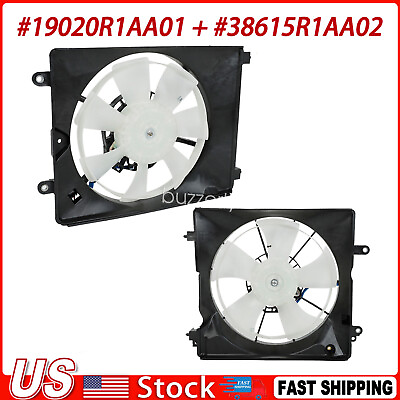 #ad New Pair AC Condenser Radiator Cooling Fan For 12 15 Honda Civic 13 17 Acura