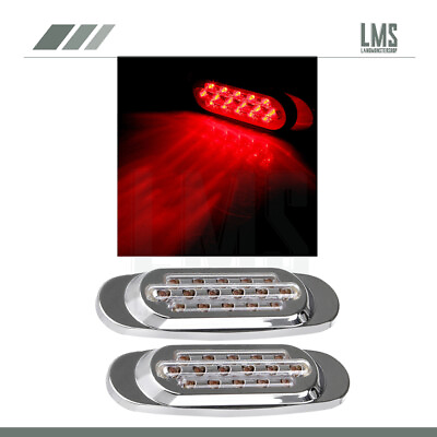 #ad 2pcs Red 16Led Clear Lens Clearance Side Marker Light Lamp for Trailer Peterbilt