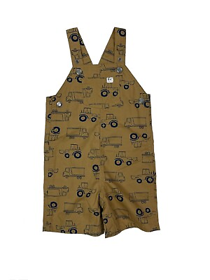 #ad Carter’s Toddler Boys Size 18 Months Brown Tractor Print Short Overalls