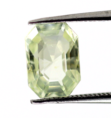 #ad Natural Sapphire Light Green Color Loose Octagon Cut Certified Gemstone 1.57 Ct