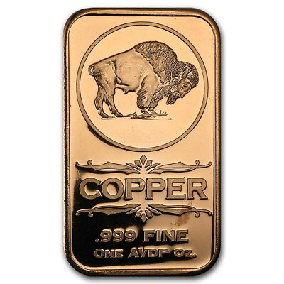 #ad 1 oz Copper Bar Buffalo Nickel