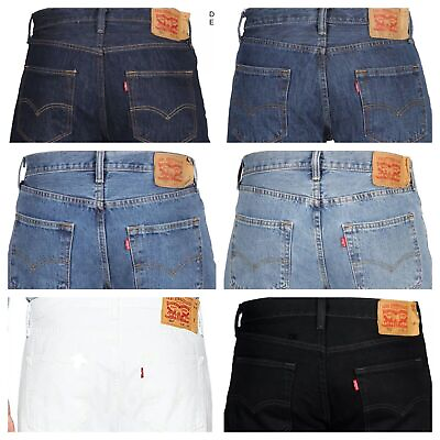 #ad Levis 501 Original Fit Jeans Straight Leg Button Fly 100% Cotton Blue Black
