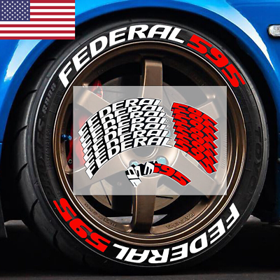 #ad FEDERAL 595 Permanent Tire Letters Sticker 1.38quot; Font Tall For 15quot; 24quot; Wheels