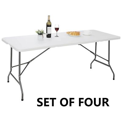 #ad 4PCS 6FT Portable Folding Table Indoor Outdoor for Picnic Camping Party w Handle