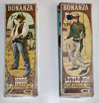 #ad BONANZA 1966 American Character action figures set of two vintage