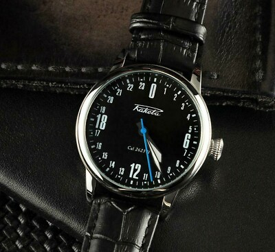 New Raketa Watch 24h Mechanical Russian Men#x27;s Soviet 2623 Rare Wrist Leather