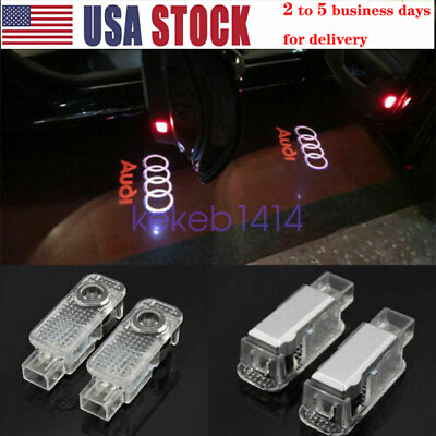 2X For AUDI New Door LED Ghost Puddle Light Logo Projector Laser Courtesy Lamps