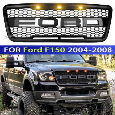 #ad For 2004 2005 2006 2007 2008 Ford F150 Grill Raptor Style Front Grille Black