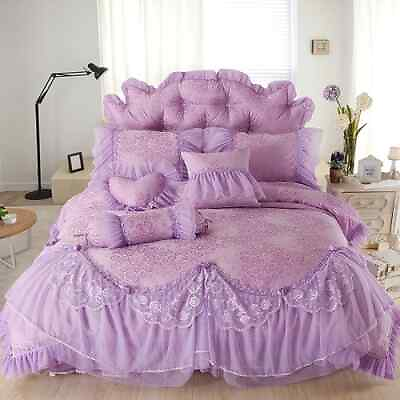 #ad 2023 home new Cotton jacquard lace princess bed set bedding set