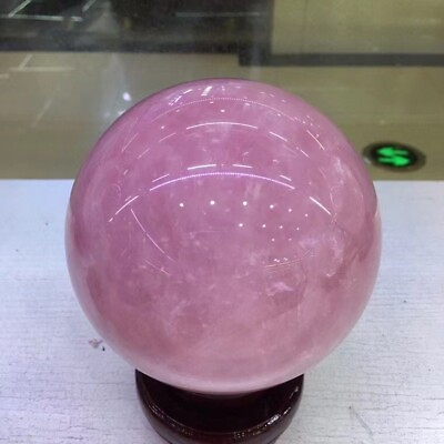 #ad 122mm NATURAL PINK QUARTZ POWER CRYSTAL SPHERE BALL HEALING GEMSTONE stand