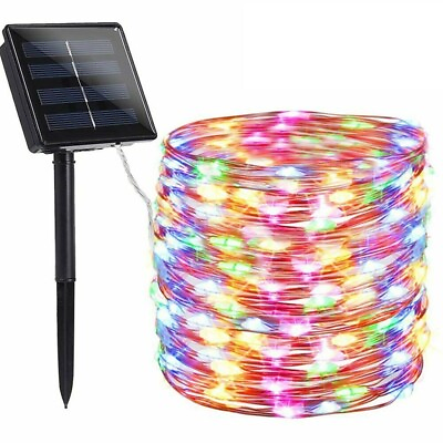 #ad 100 200 LED Solar Fairy String Light Copper Wire Outdoor Waterproof Garden Decor