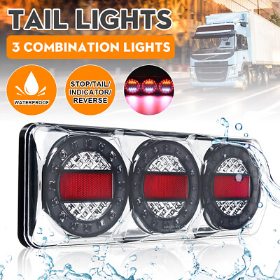 #ad Universal LED Truck Trailer Combination Brake Reverse Lamp Indicator Tail Light
