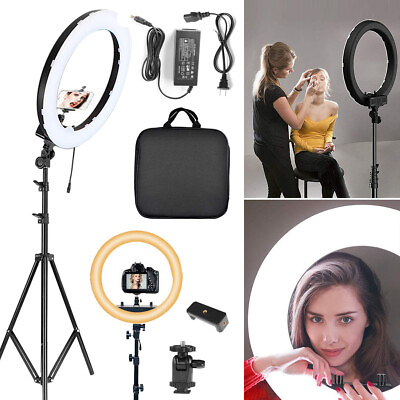 #ad 18#x27;#x27; inch LED Ring Light Kit W Stand Dimmable 5500K For Camera Makeup Phone