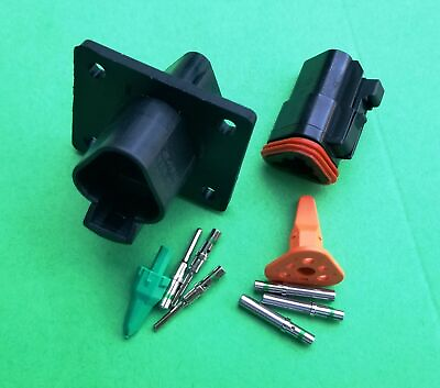 #ad Black Deutsch DT Series Flange Connector Kit 14 16AWG Solid Contacts