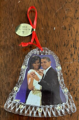 #ad Barack Michelle Obama Willabee Ward Danbury Mint Christmas Ornament Jingle BellB