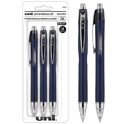 #ad Uniball Jetstream RT 3 Pack 0.7mm Fine Black Wirecutter Best Pen Ballpoint...