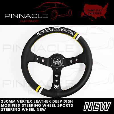 #ad 330mm Vertex Leather Deep Dish Modified Steering Wheel Sports Steering Wheel New