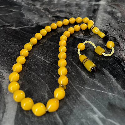 #ad Yellow Tightening Amber Islamic Prayer 33 beads Tasbih Misbaha Tasbeeh 10mm