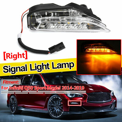 #ad #ad For 14 20 Infiniti Q50 Sport Front Bumper Fog Turn Signal Light Lamp Right Side