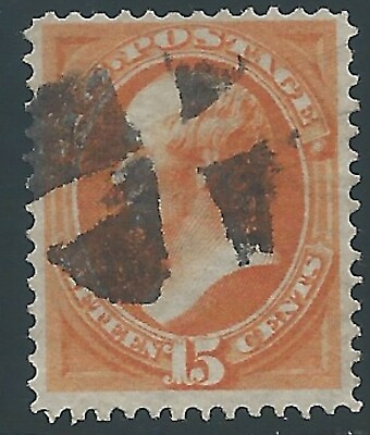 #ad U.S. 1870 Scott #152 15c Webster bright orange Used Fine Very Fine