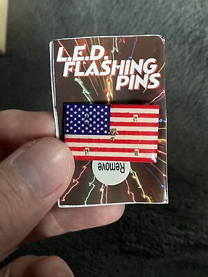 #ad American Flag Pin 4 FLASHING L.E.D LIGHTS Works And Flag Pin. USA