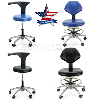 #ad Dental Mobile Chair Adjustable Hydraulic Rolling Stool Dentist Chair PU Leather